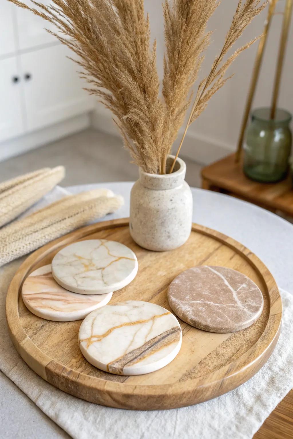 Elevate your table with the elegance of natural stone coasters — where style meets simplicity.