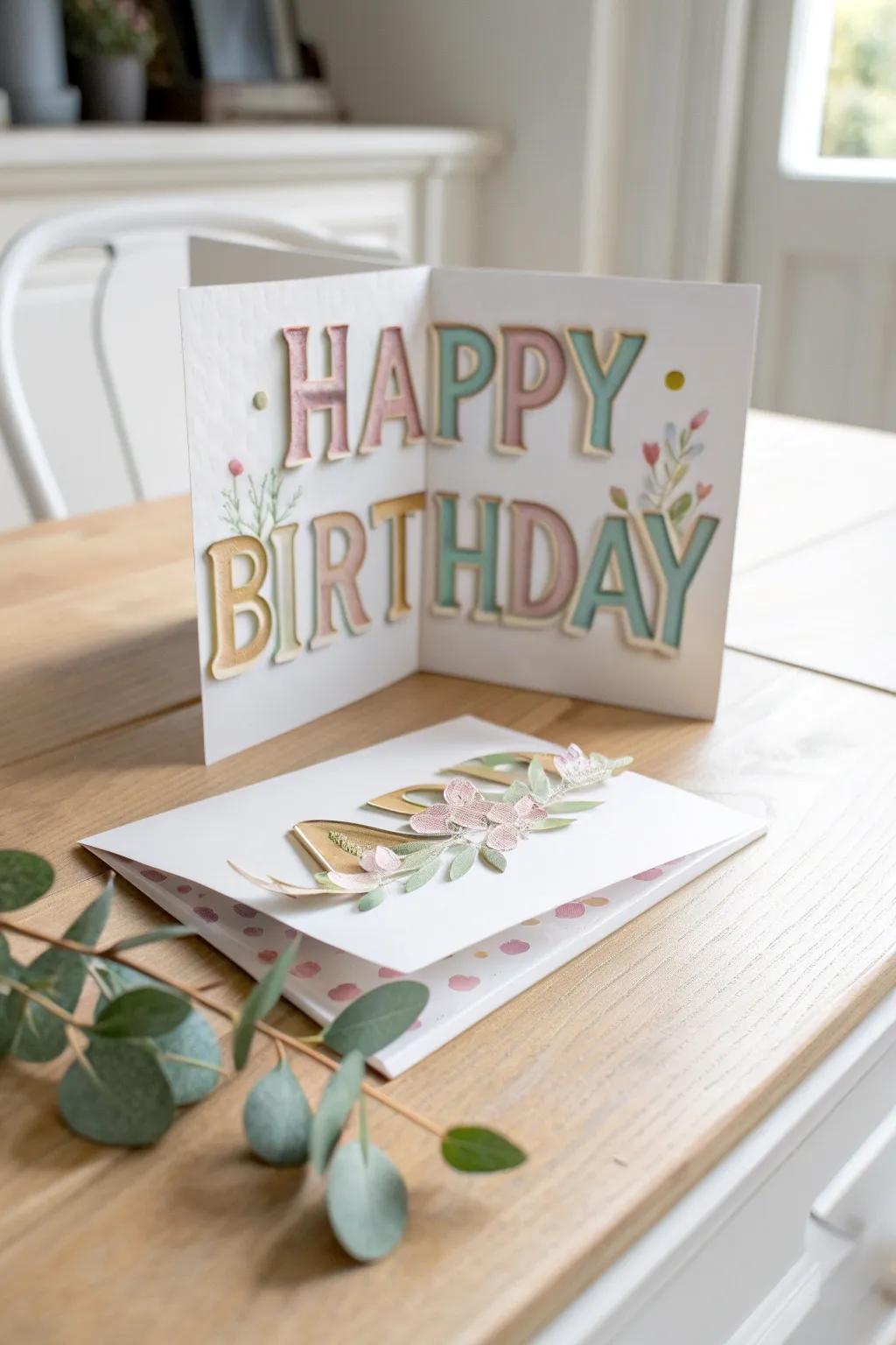 Craft a birthday message with a pop-up twist—elegant, personalized, and full of charm.