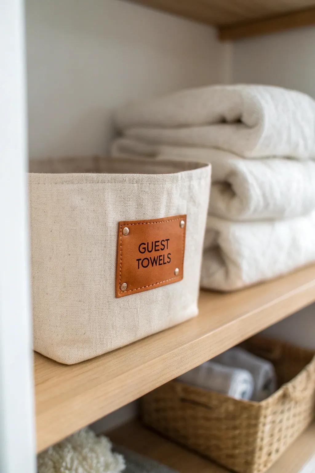 One labeled bin, zero guesswork—make your linen closet grab-and-go beautiful.