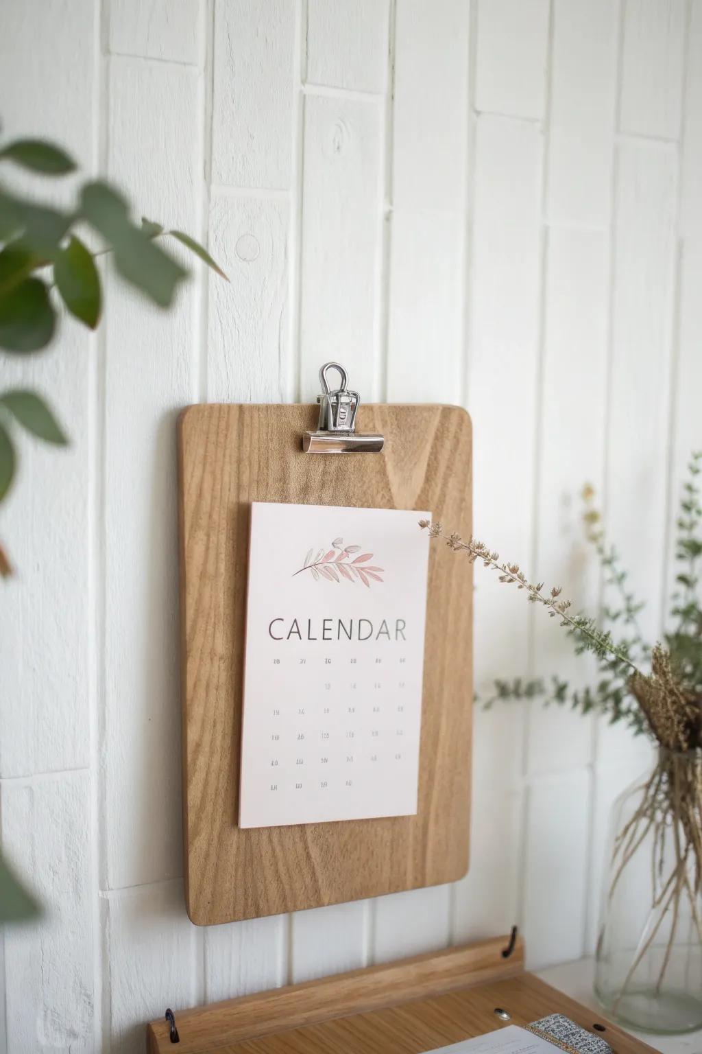 Elevate your space with a charming DIY clipboard calendar! Perfect blend of minimalism and boho chic.