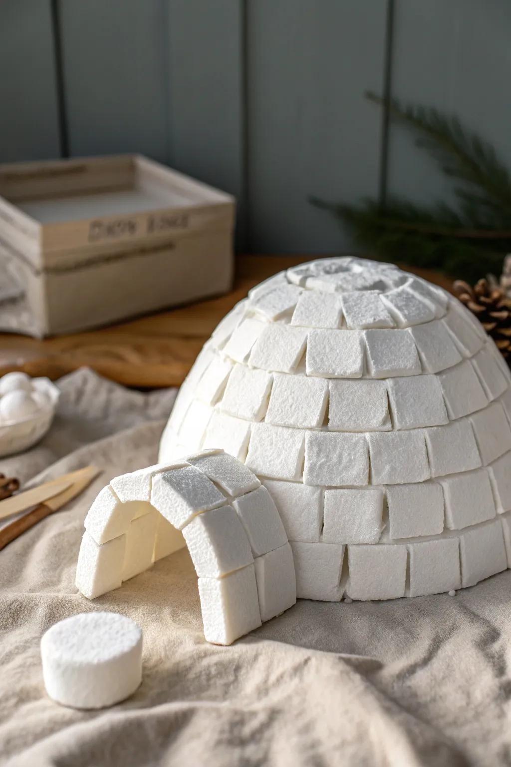 Craft your own cozy igloo from egg cartons—where simplicity meets creativity!