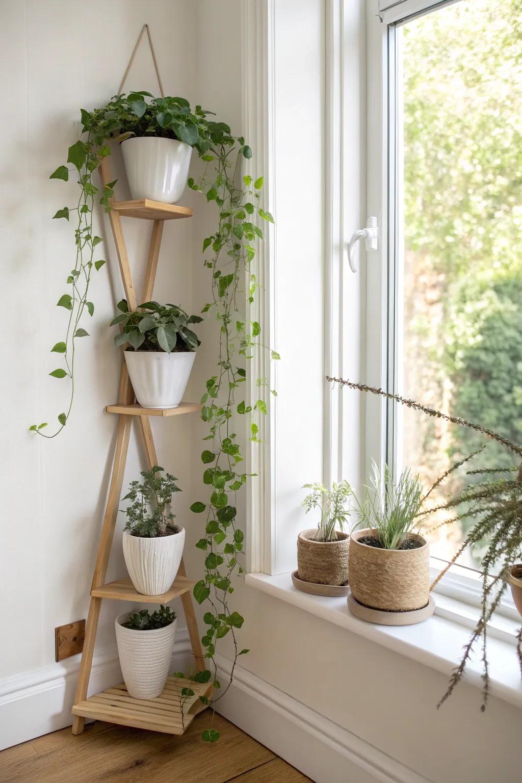 Turn that awkward corner into a designed moment with stacked corner wall planters.