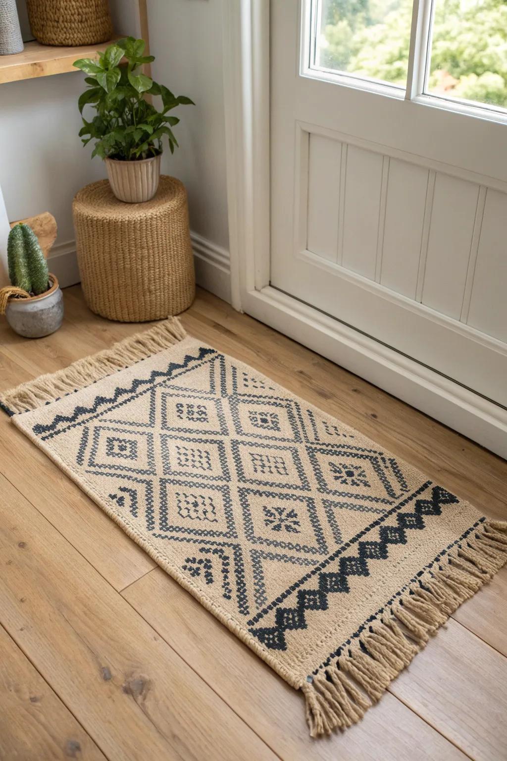A small budget rug instantly defines a cozy hangout zone and warms up any tiny man cave.