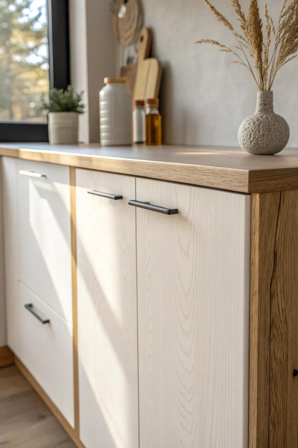 Handle-less cabinet fronts create a calm, seamless wall—perfect for micro kitchens.