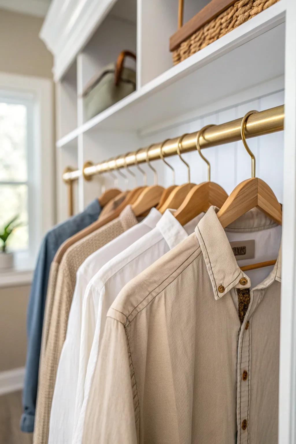 Double your mobile home closet space with a simple second hanging rod extender.
