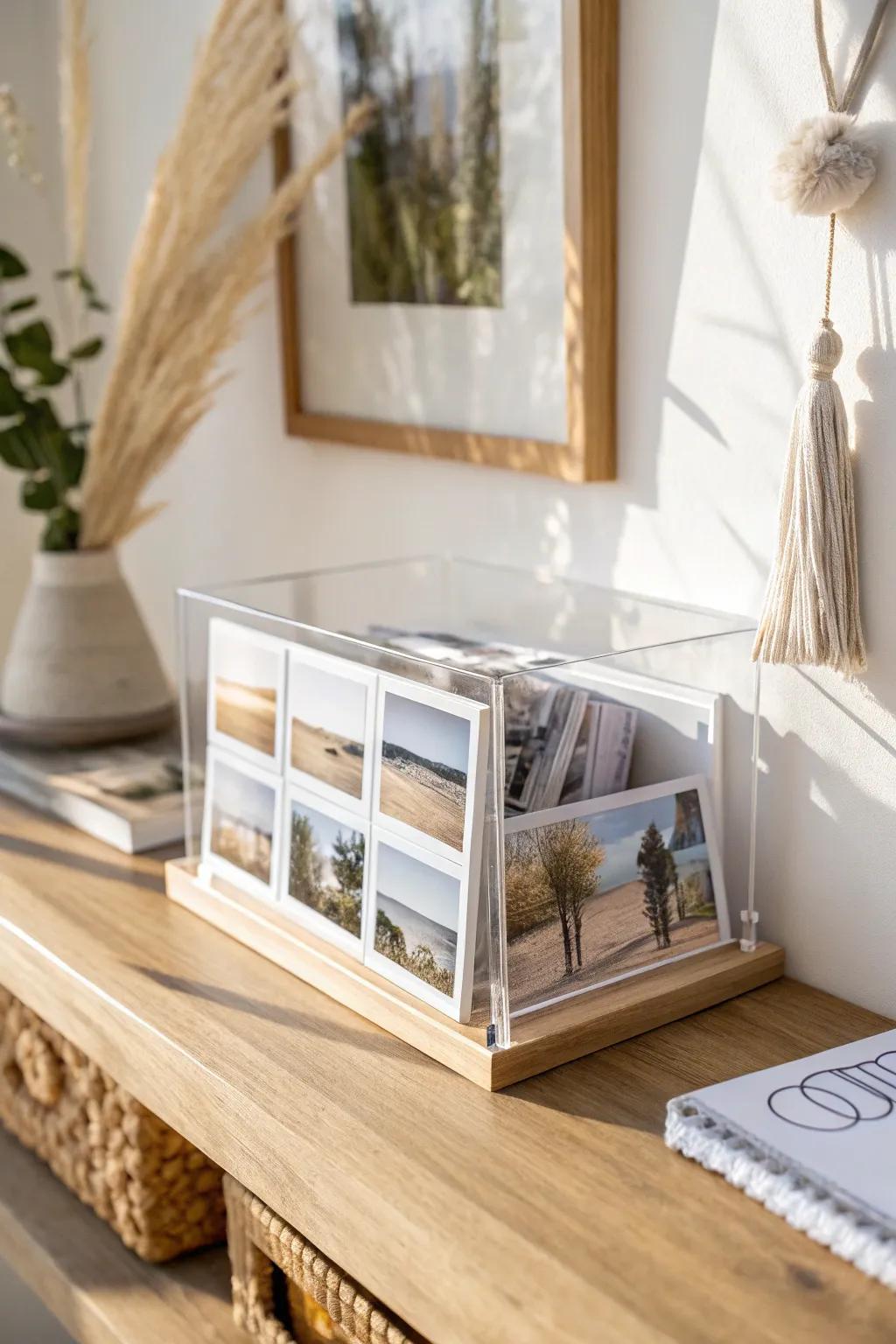 Clear modular cases keep 4x6 prints visible, protected, and perfectly stackable on one slim shelf.