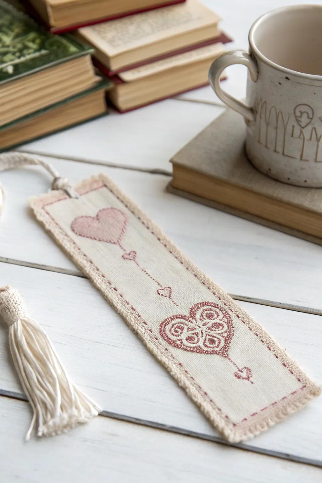 Embrace simplicity and love with this handcrafted heart bookmark, perfect for your favorite reads.