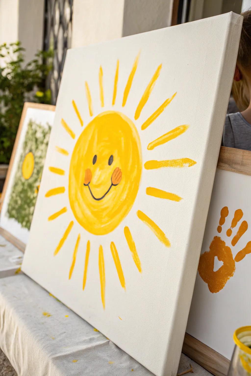 Let your child's creativity shine with this cheerful handprint sun art!