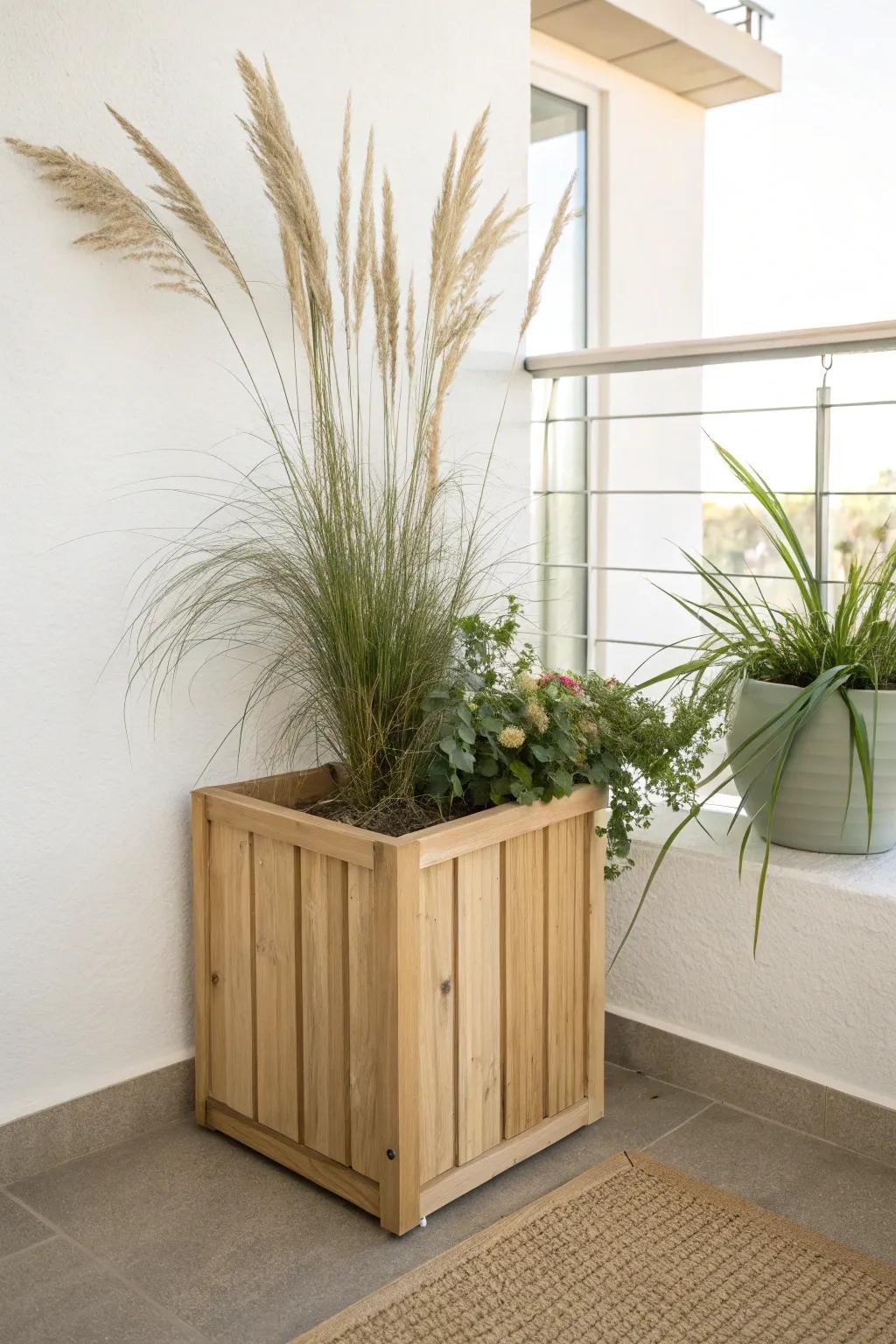 Create a cozy “room” in small spaces with an L‑shaped corner privacy planter.