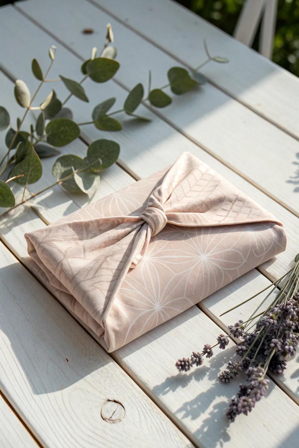 Wrap your gifts with eco-friendly elegance using reusable fabric gift wrap, where simplicity meets natural beauty.