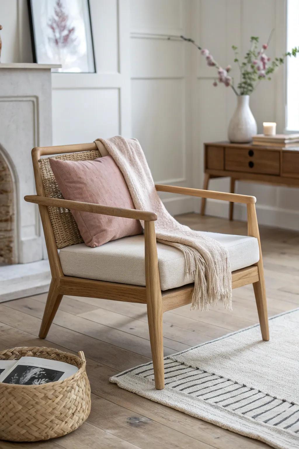 Angle a cozy accent chair inward to invite conversation and warm up a small family room.