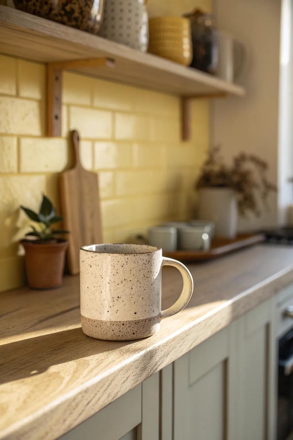 Buttery yellow walls lift a shadowy small kitchen—warm, creamy, never neon.