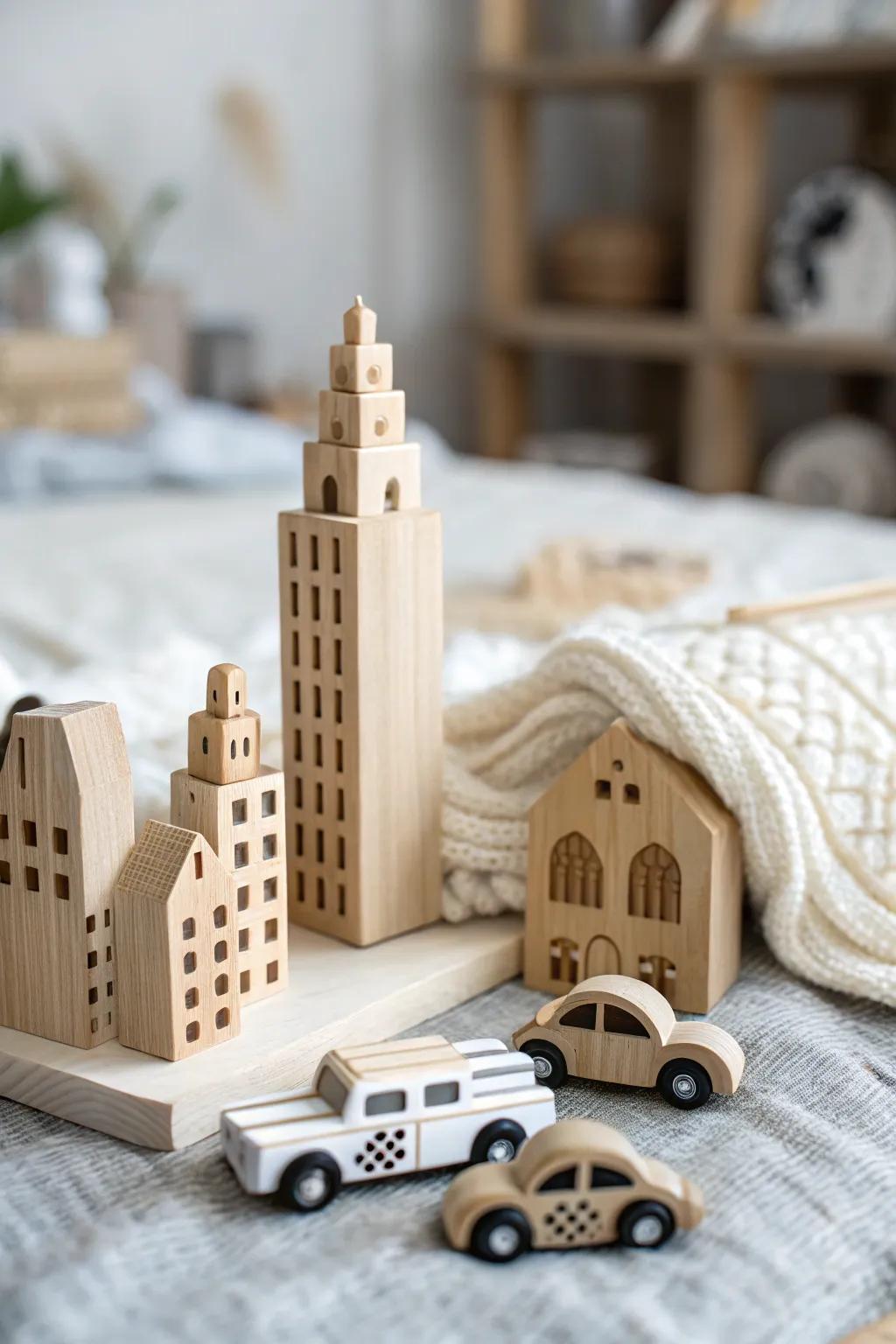 Explore the charm of a handcrafted urban cityscape, where simplicity meets intricate detail in a miniature world.