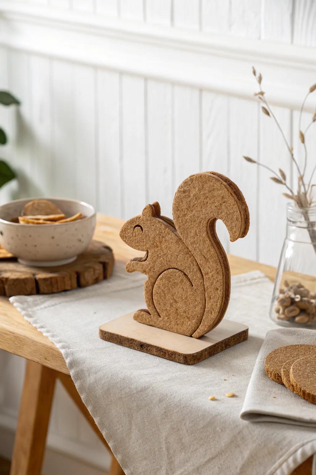 Crafted with love: Upcycled cork squirrel coasters for a touch of whimsy and sustainability!