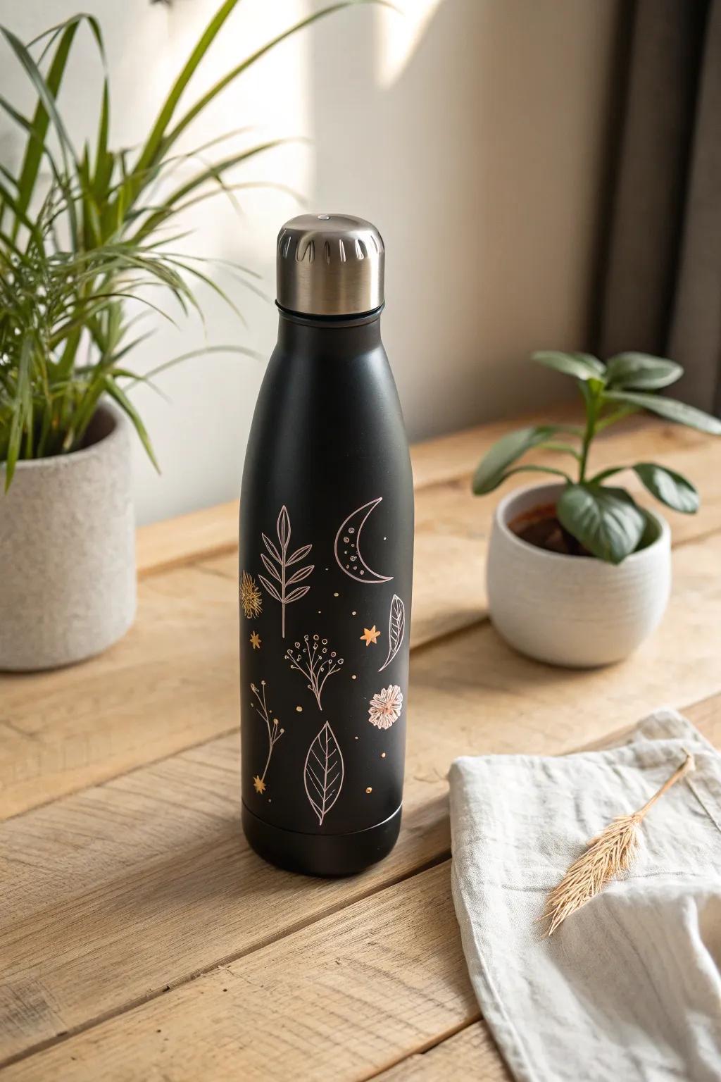 Personalize your hydration with chic custom stickers, where minimalism meets boho elegance.