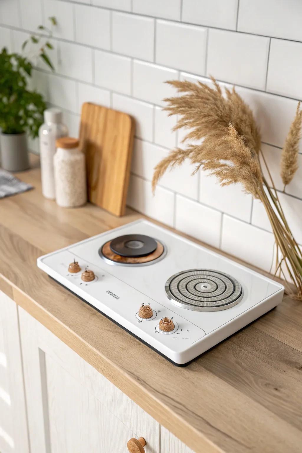 A compact induction cooktop that earns its counter space—simple, sleek, studio-friendly.