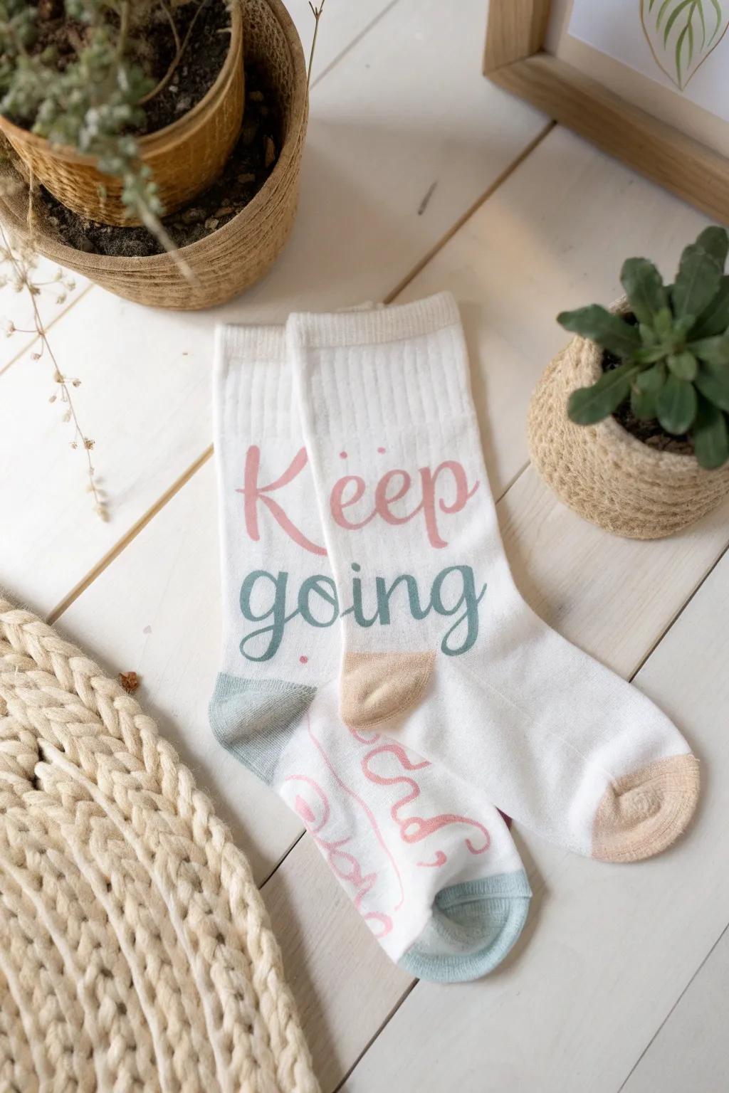 Step into motivation every day with socks that inspire.