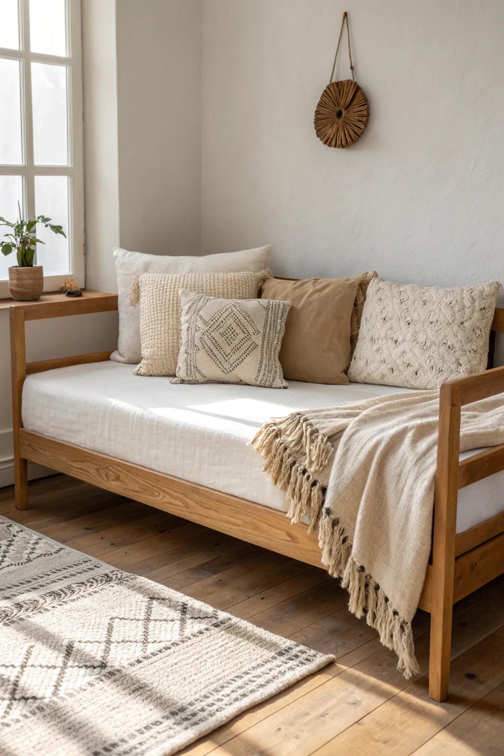 A daybed that reads like a sofa by day—and becomes a guest bed in minutes.