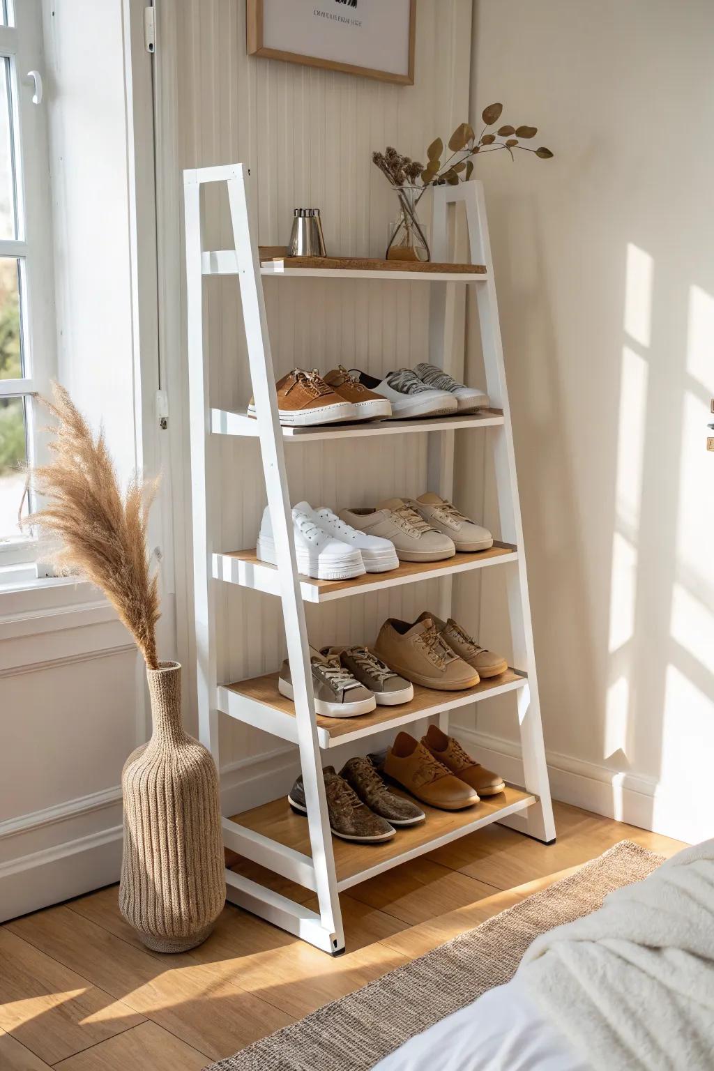 A real shoe wall turns your bedroom-closet into a calm, boutique-style morning routine.
