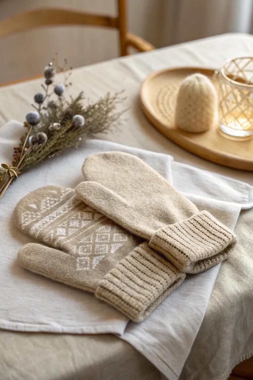 Transform old sweaters into cozy mittens with a touch of Scandinavian elegance.