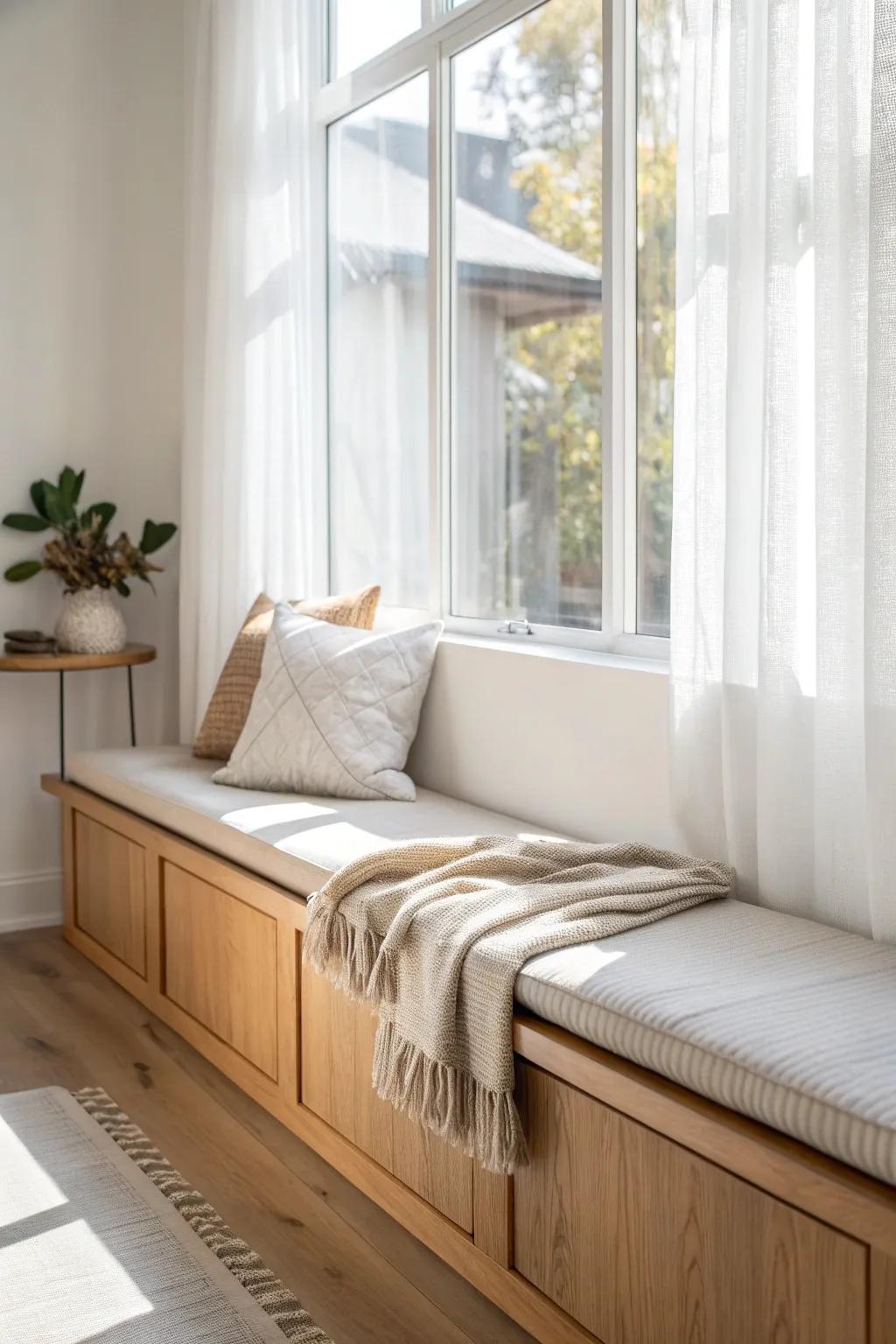 A space-saving kitchen window bench that turns breakfast into a cozy daily ritual.