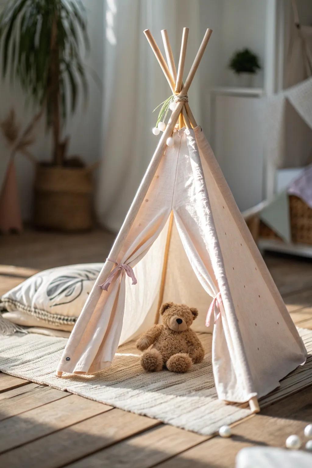 Craft a cozy retreat for tiny adventurers with this charming mini teepee!