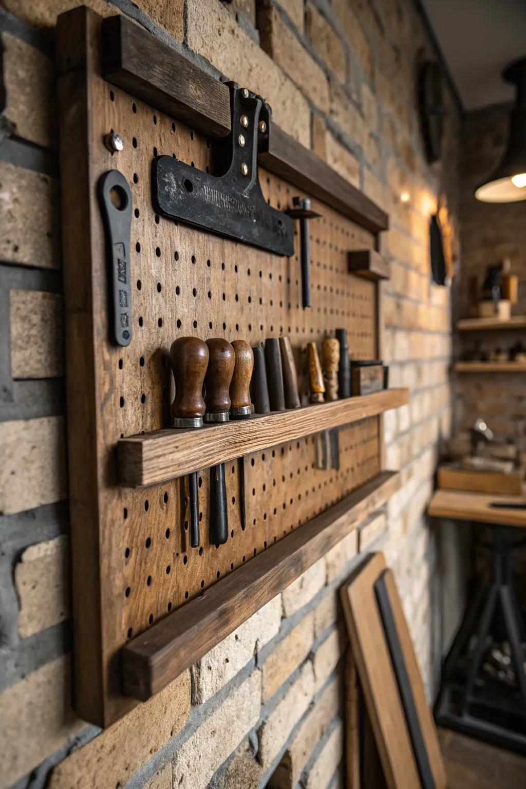 Craftsmanship meets organization: Elevate your workshop with a bespoke pegboard system.