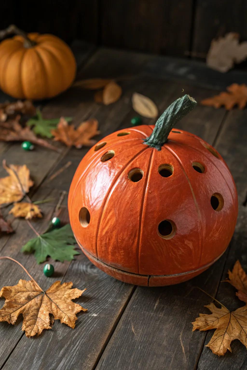 Transform your fall decor with this unique bowling ball pumpkin masterpiece!