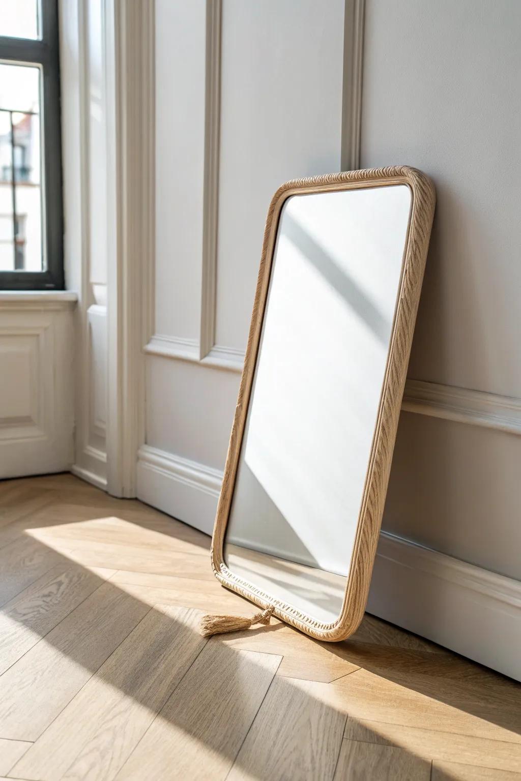 An unbreakable mirror makes a calm corner feel safe—perfect for gentle “show me your face” moments.