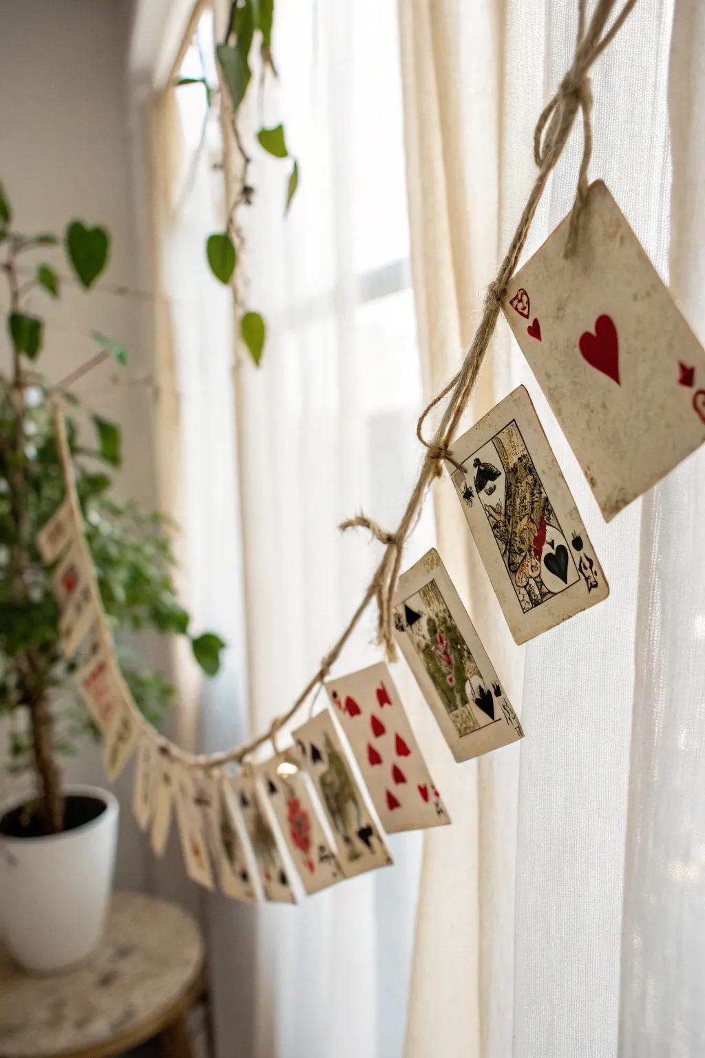 Transform old playing cards into a captivating DIY garland that exudes minimalist charm and boho elegance.