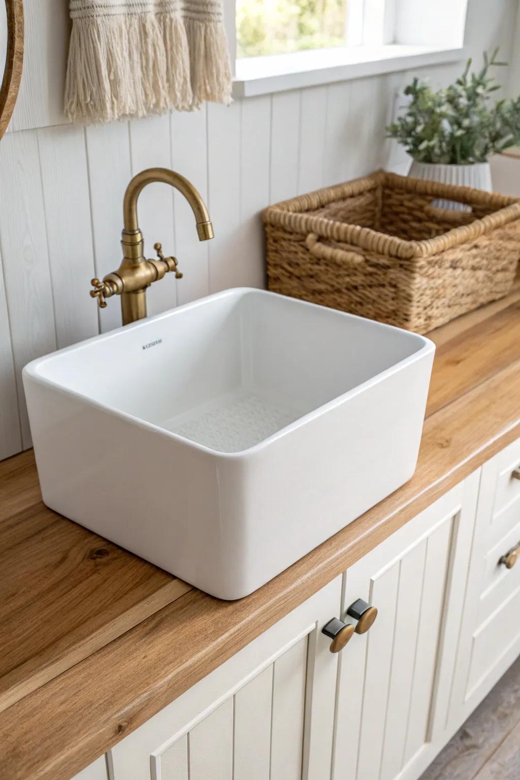 Carve out a deep utility sink—small-space MVP for soaking, handwashing, and rinsing tools.
