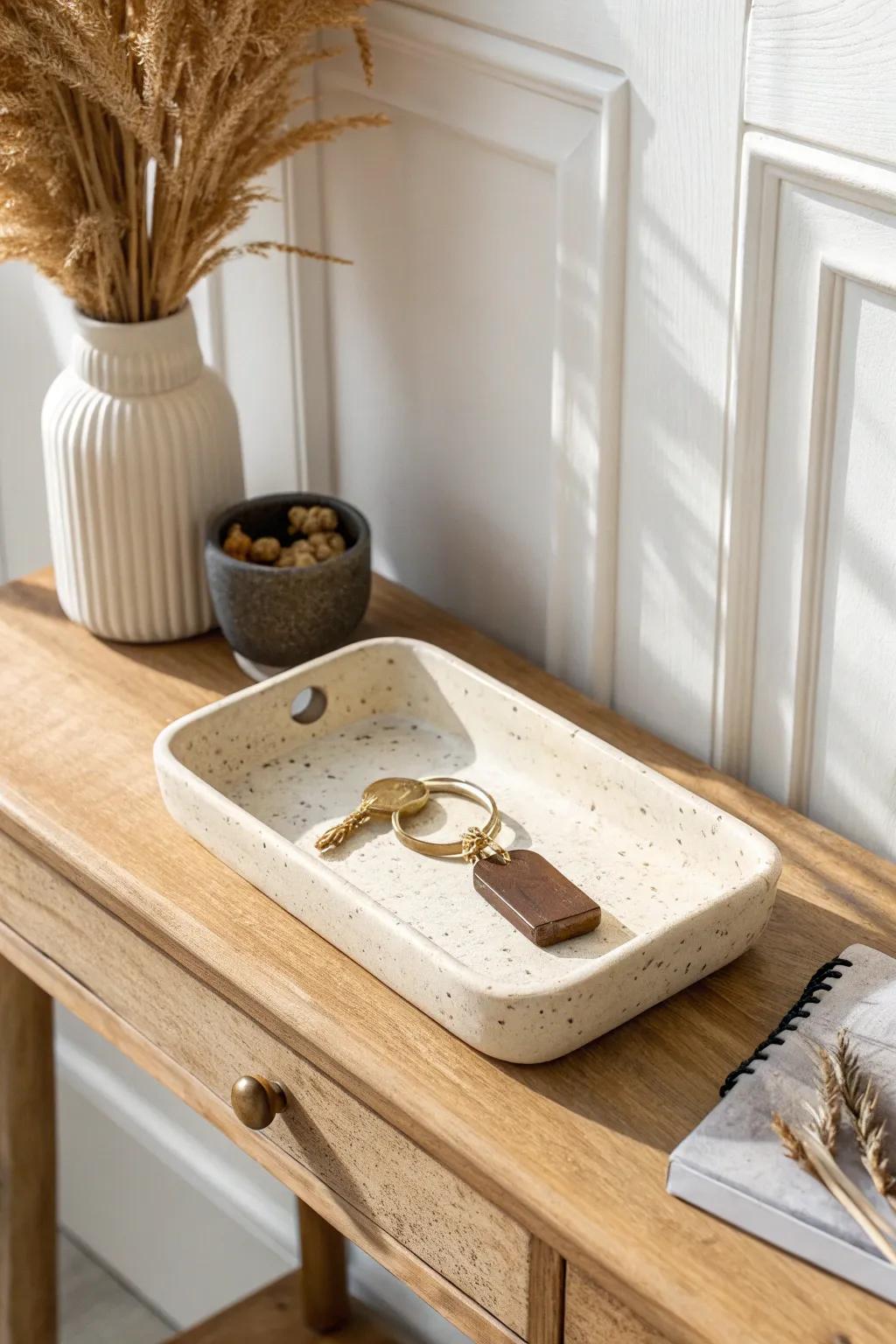 A tiny catchall tray turns your entryway into a calm drop zone—keys always in one place.