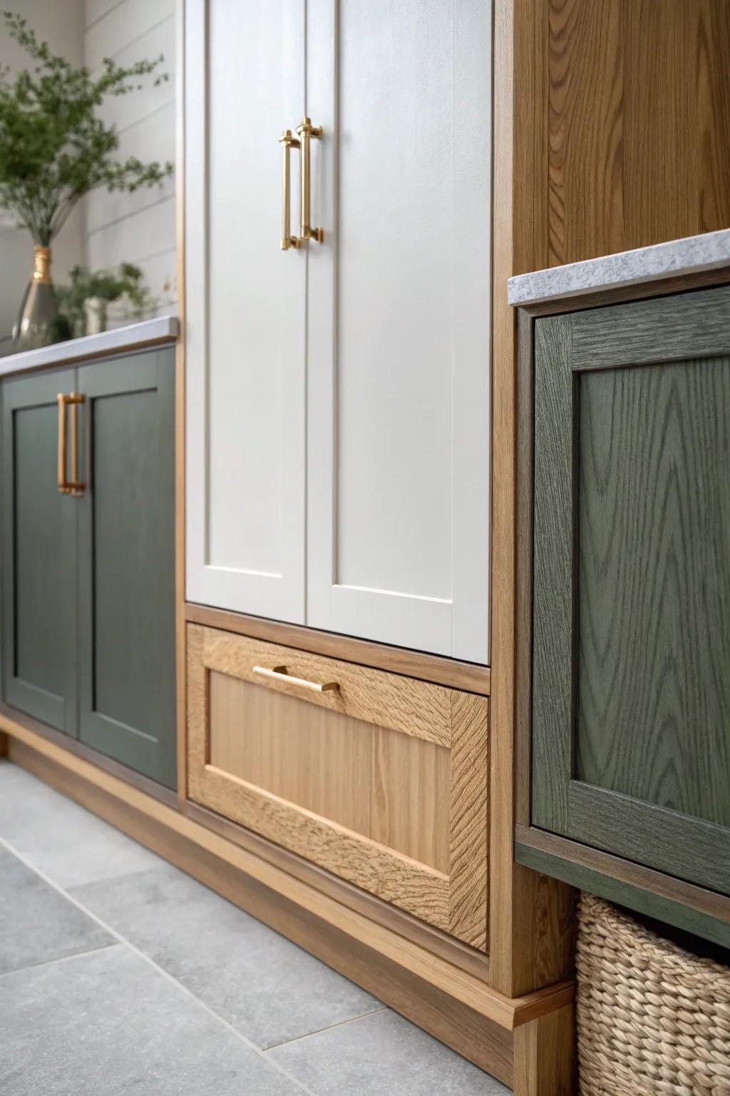 Two-tone cabinets—light uppers and deeper lowers—add height and calm style to condo kitchens.