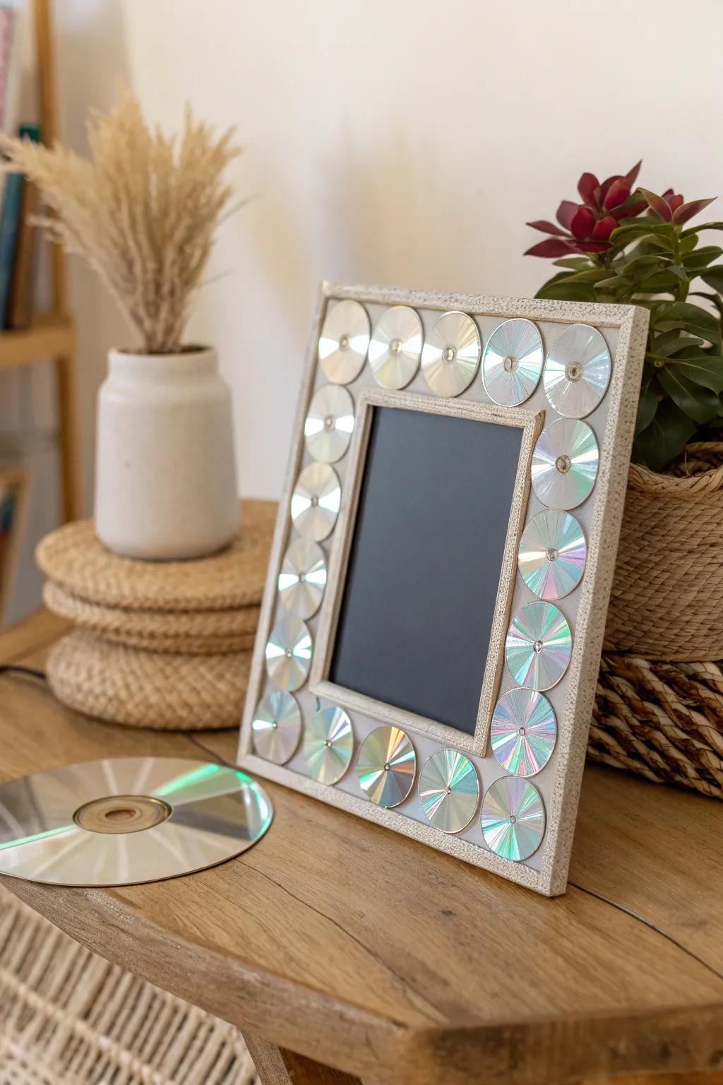 Transform old CDs into a stunning, shimmering photo frame that adds a personal touch to your decor.