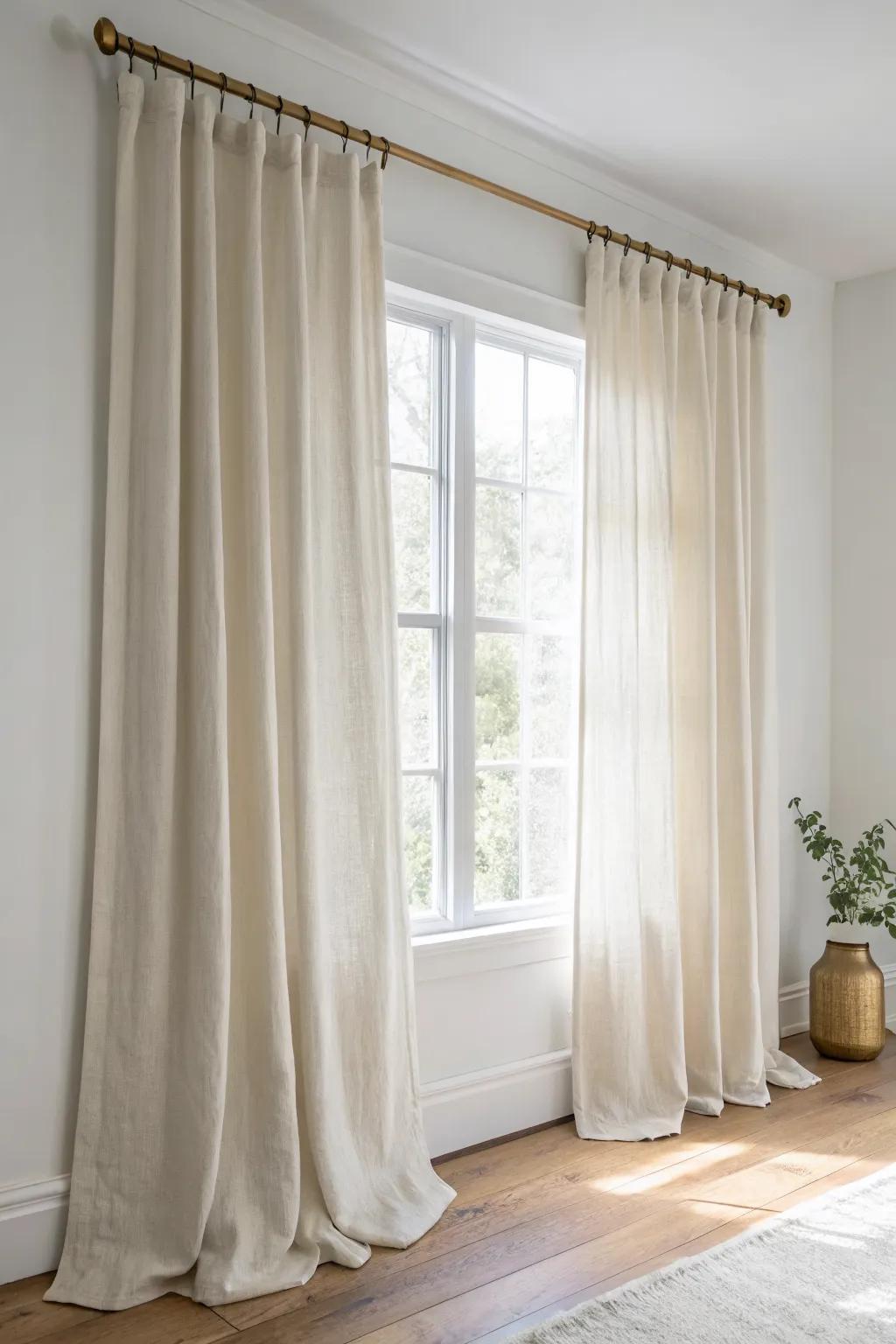Hang curtains high and wide for an instant boutique-apartment feel and taller-looking walls.