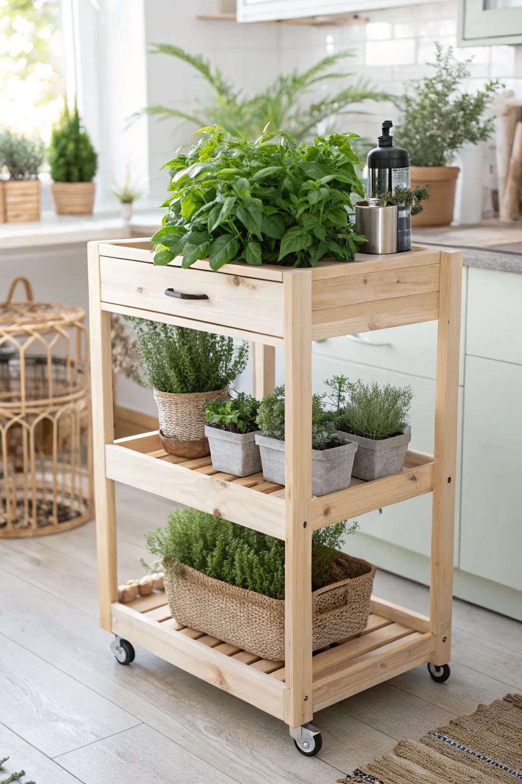 Bring nature into your kitchen with a stylish rolling herb garden!