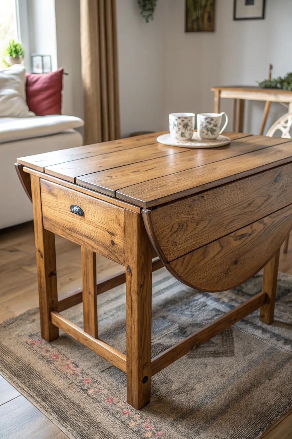 Transform your space with a versatile drop leaf table – where style meets functionality.
