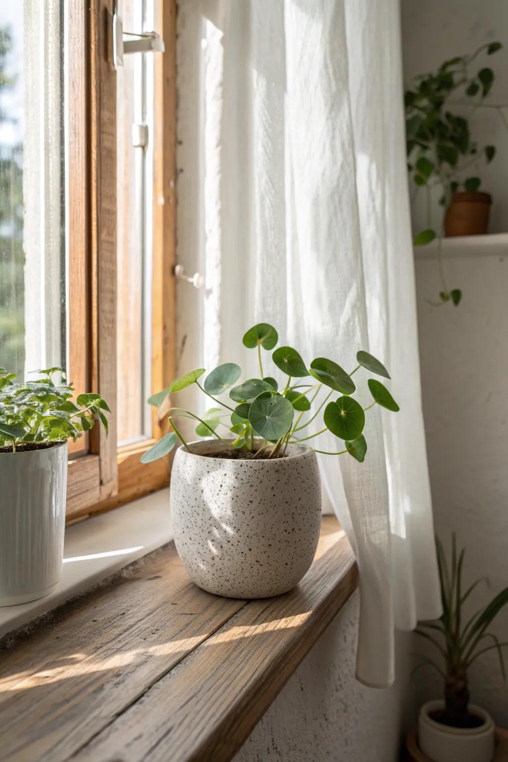A bright window-sill plant in the entryway—simple, cheerful, and welcoming every day.