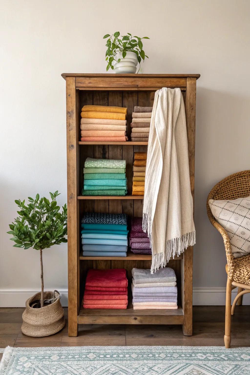 Transform your space with a touch of creativity: Repurpose old furniture into stunning fabric displays!