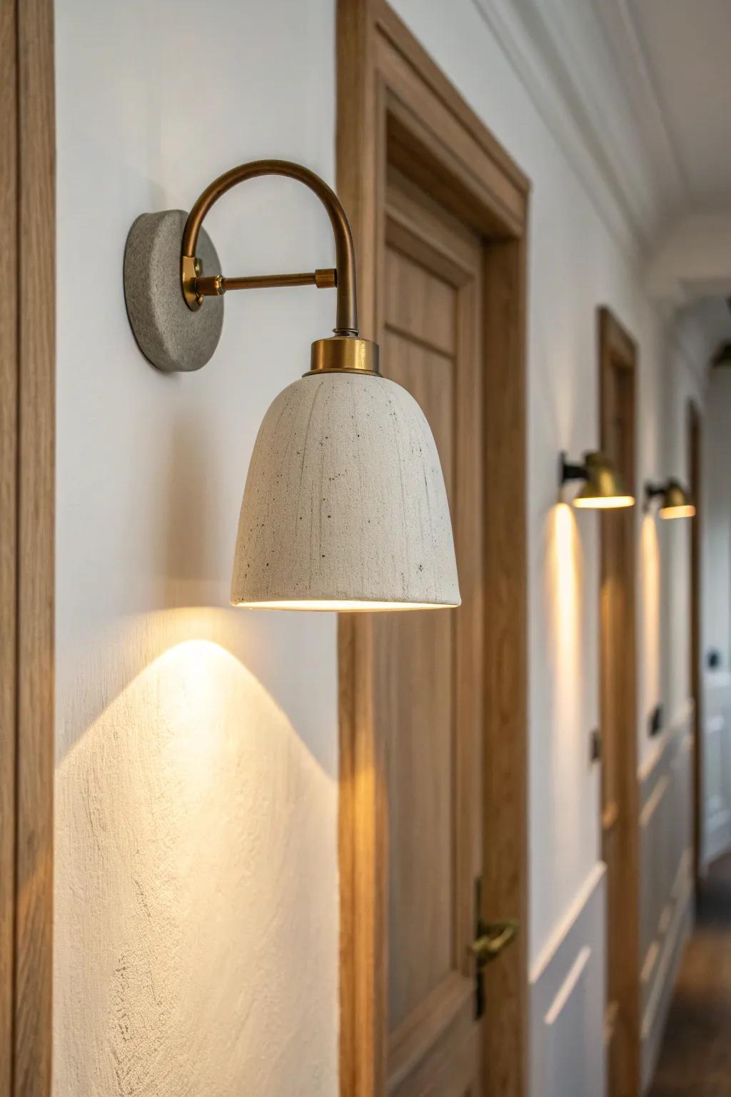 Warm eye-level sconce lighting makes a small entry feel calm, cozy, and instantly welcoming.