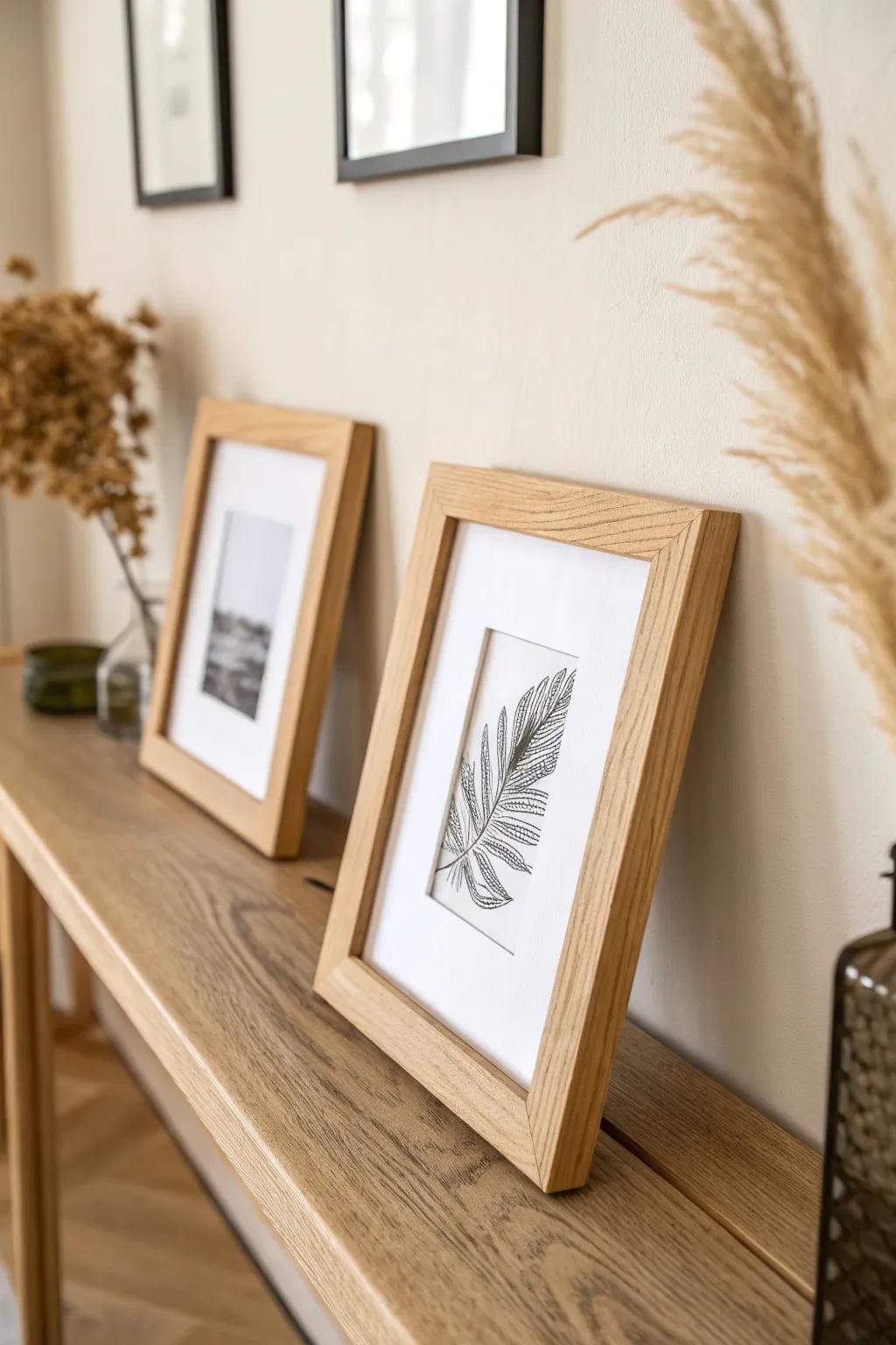 Matching frames instantly make your hallway gallery feel clean, cohesive, and designer.