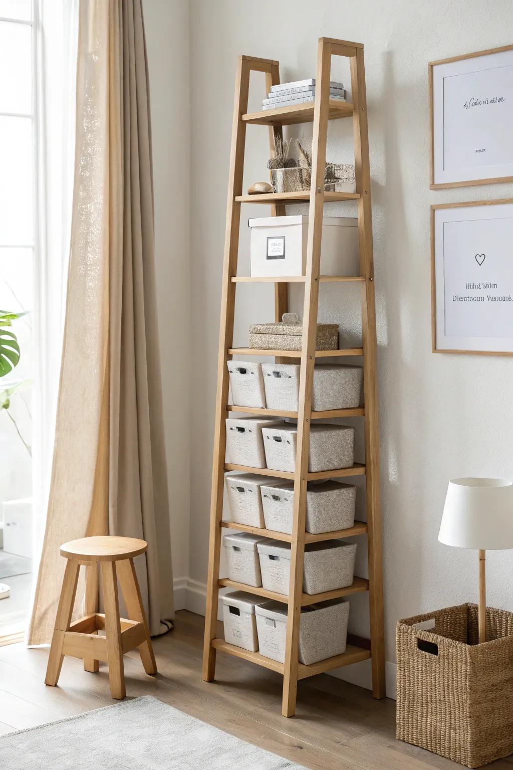 Go up, not out—floor-to-ceiling shelves keep backstock high and everyday items within reach.