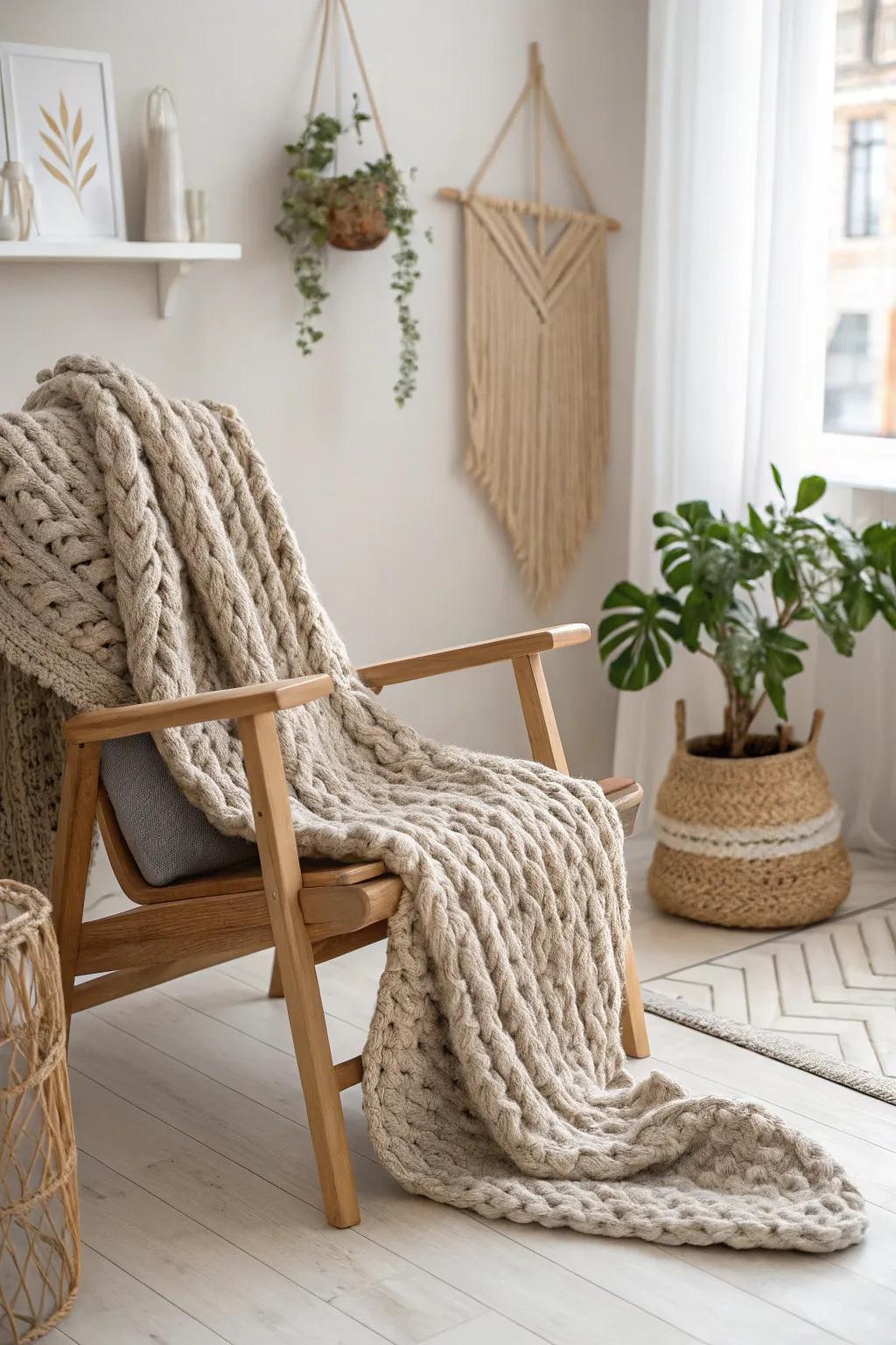 Wrap yourself in warmth and style with this chunky cardigan, a perfect blend of minimalism and boho charm.