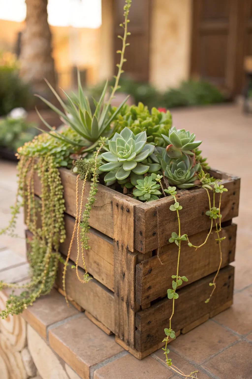 Elevate your greens with rustic charm and creativity. #UpcycledPlanter