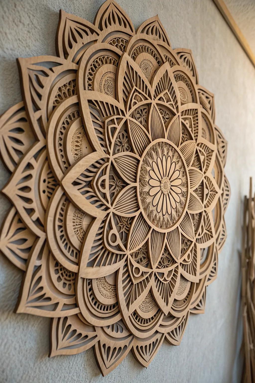 Elevate your space with the timeless beauty of laser-cut MDF mandalas.