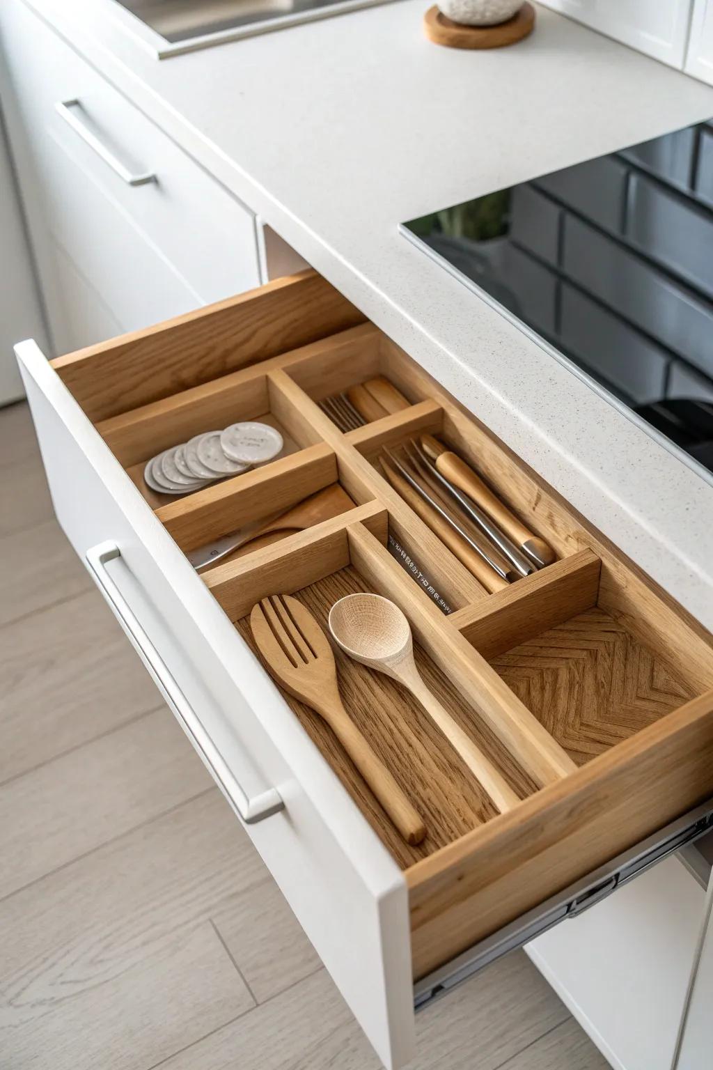 Turn utensil chaos into calm—drawer organizers make minimalist mornings effortless.