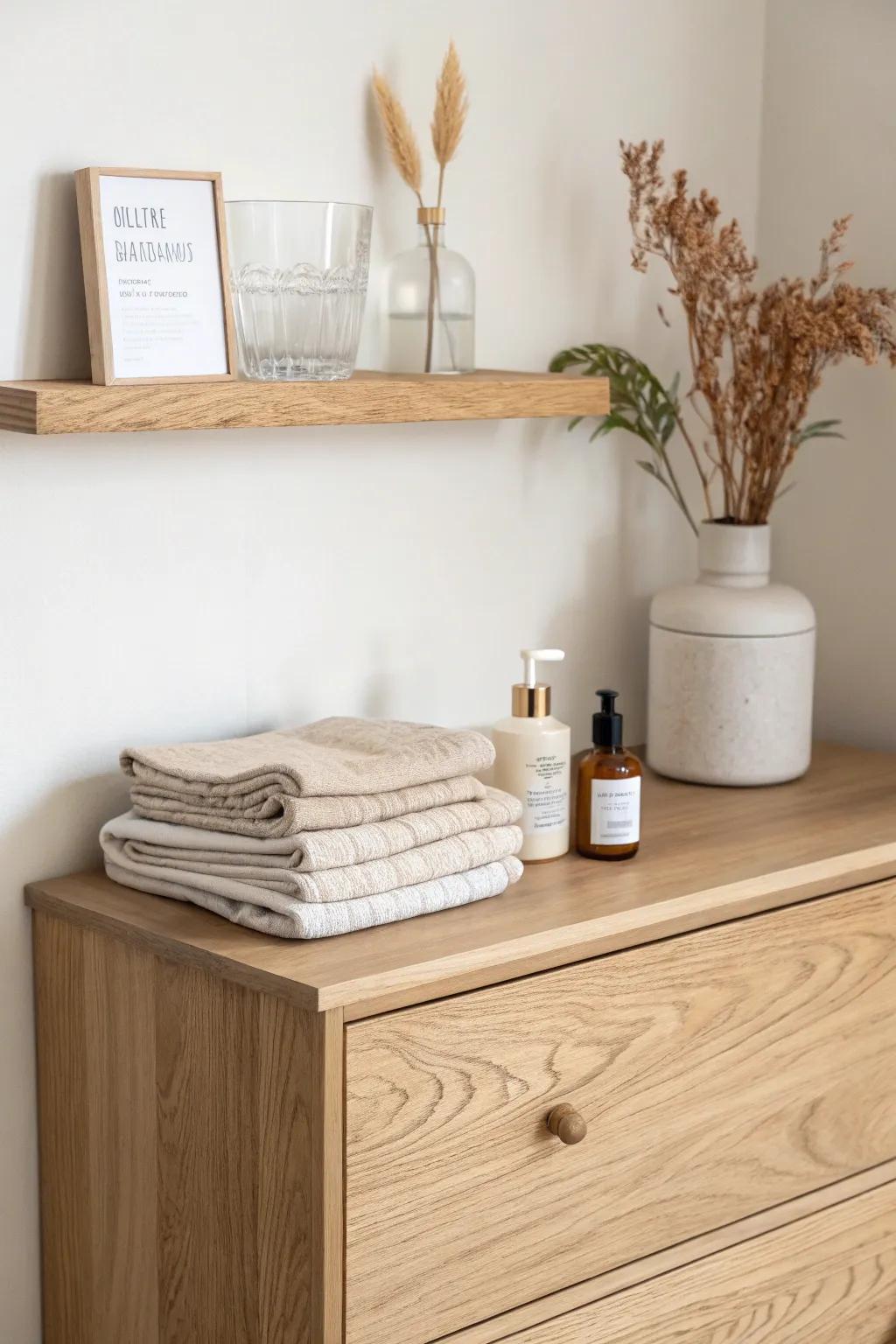 Floating shelves keep nursery essentials close while staying airy, calm, and clutter-free.