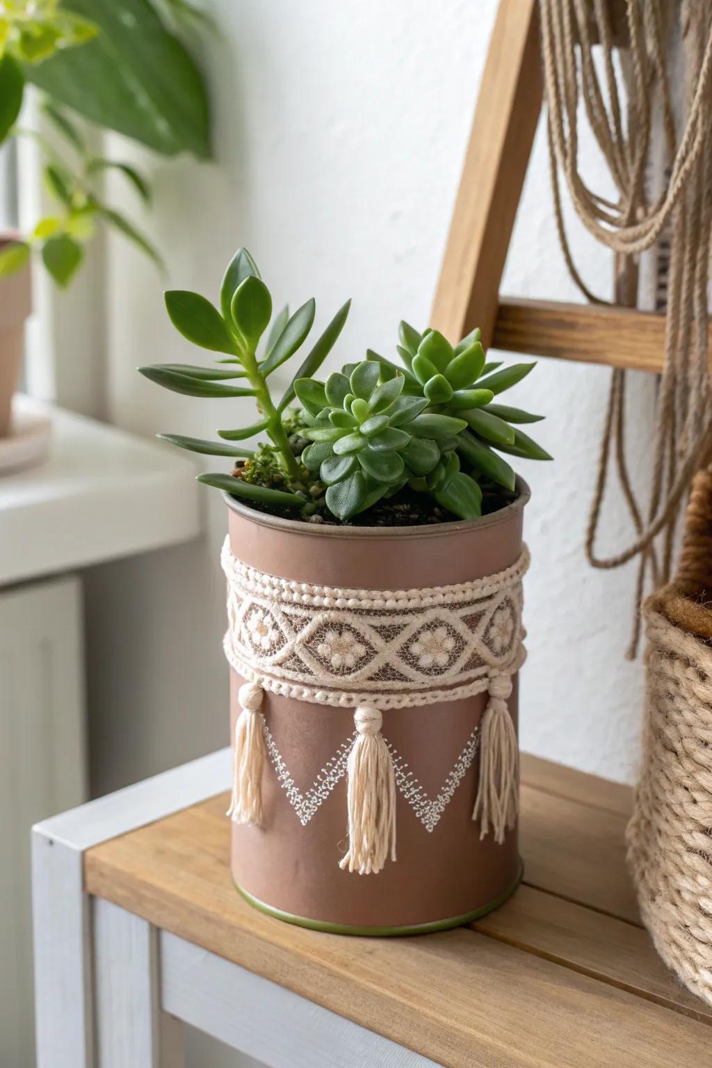 Transform the ordinary into extraordinary with upcycled tin can plant holders – a perfect blend of sustainability and style.