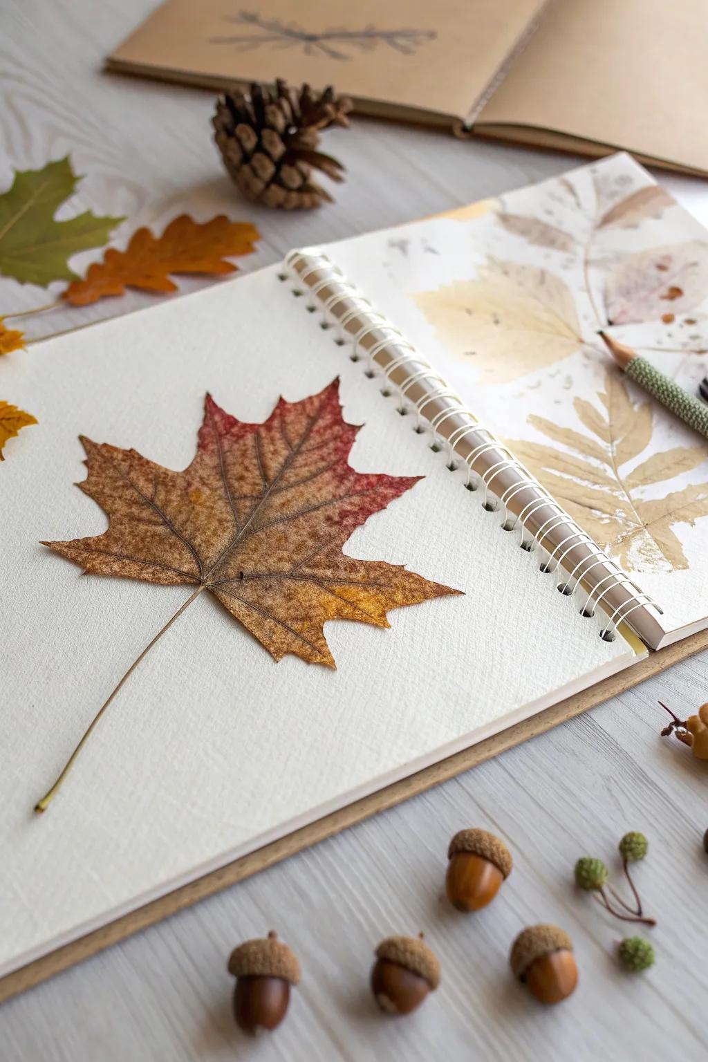 Capture the essence of fall with this exquisite preschool scrapbook page—where simplicity meets natural beauty.