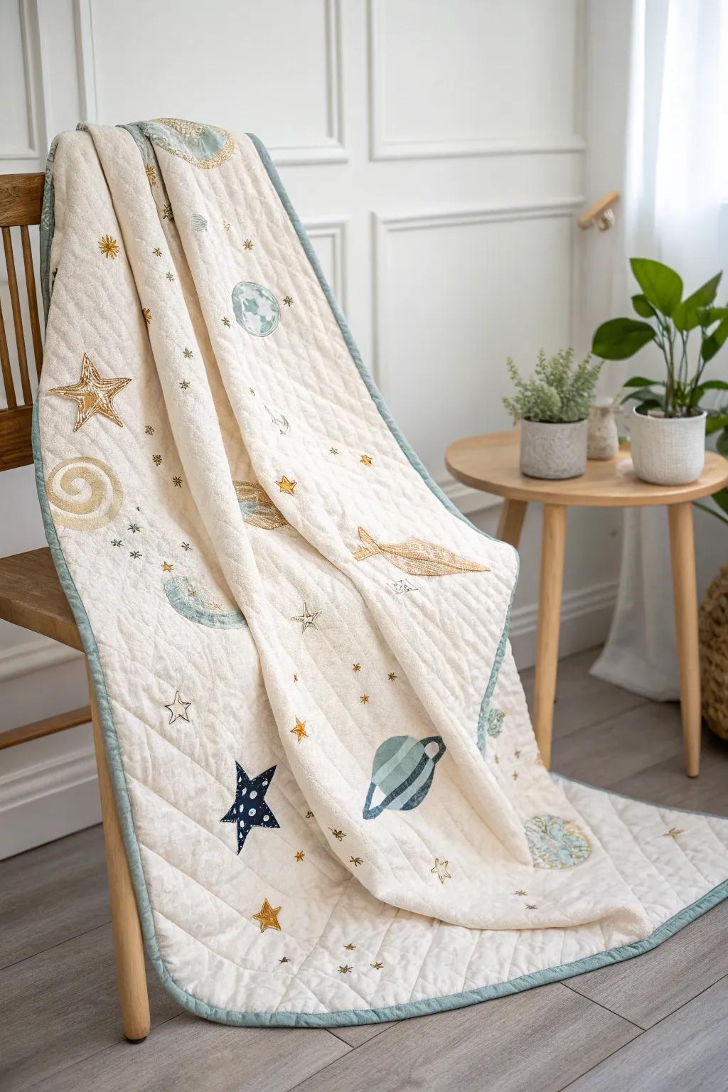 Ignite their imagination with a Space Explorer's Quilt, where dreams of stars and rockets come to life.